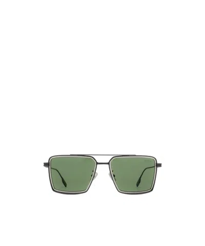 Zegna Geometric Frame Sunglasses In Gold