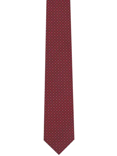 Zegna Geometric-jacquard Silk Tie In Rosso Medio Micro Fantasia