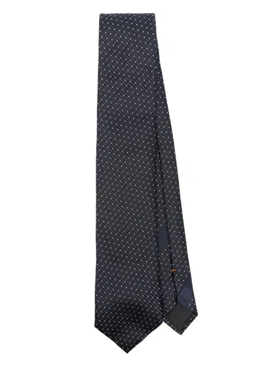 Zegna Geometric-jacquard Tie In Blue