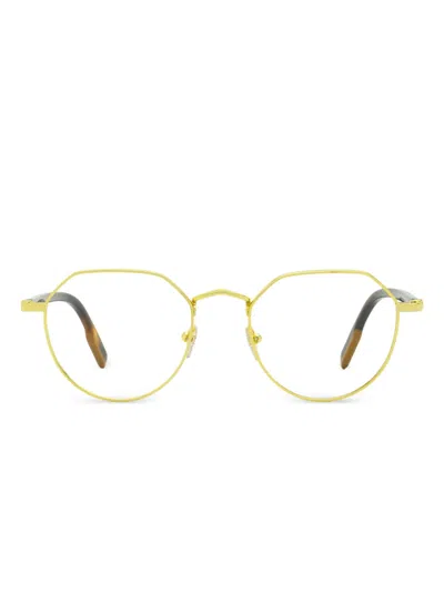 Zegna Geometric Lens Glasses In Gold