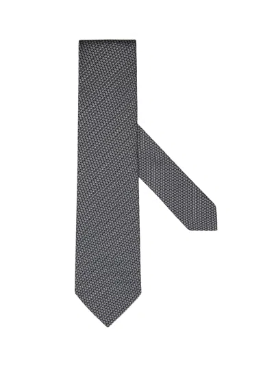 Zegna Geometric Pattern Jacquard Tie In Blue