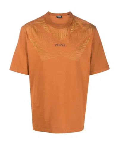 Zegna Geometric Pattern-print T-shirt In Brown