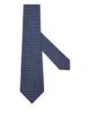 Zegna Geometric-pattern Silk Tie In Blue