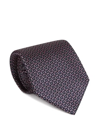 Zegna Geometric-pattern Silk Tie In Blue
