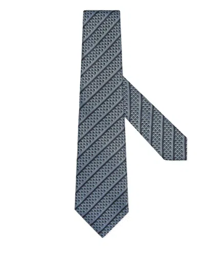 Zegna Geometric-pattern Silk Tie In Blue