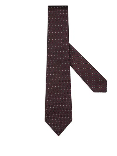 Zegna Geometric-pattern Silk Tie In Brown