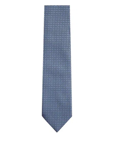 Zegna Geometric-pattern Silk Tie In Brown