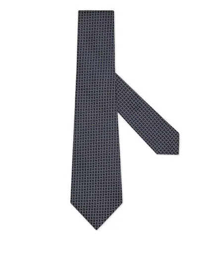 Zegna Geometric-pattern Silk Tie In Brown