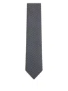 Zegna Geometric-pattern Silk Tie In Gray
