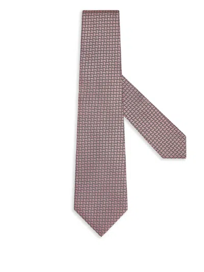 Zegna Geometric-pattern Silk Tie In Gray