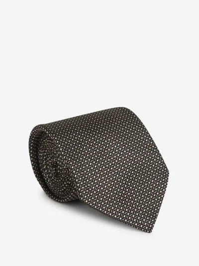 Zegna Geometric Pattern Tie In Black
