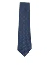 Zegna Geometric Patterned Tie Pointed Tip In Blue