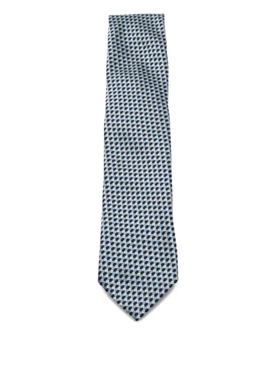 Zegna Geometric-pattern Tie In Blue