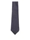 Zegna Silk Ties With Geometric Pattern And Standard Width In Blue