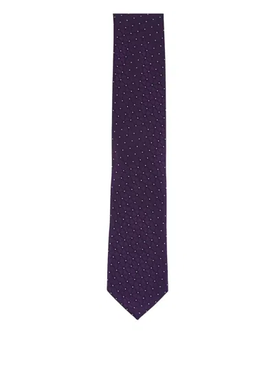 Zegna Geometric-pattern Tie In Purple