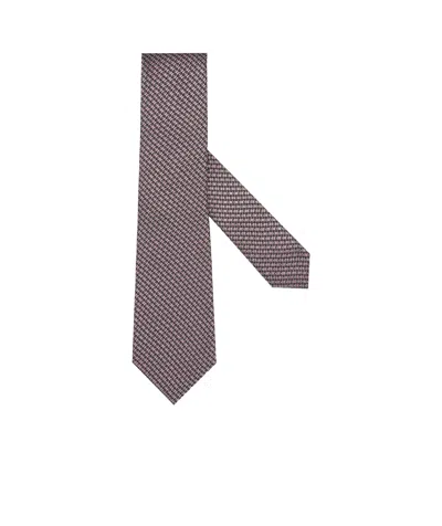 Zegna Geometric-patterned Jacquard Tie In Brown