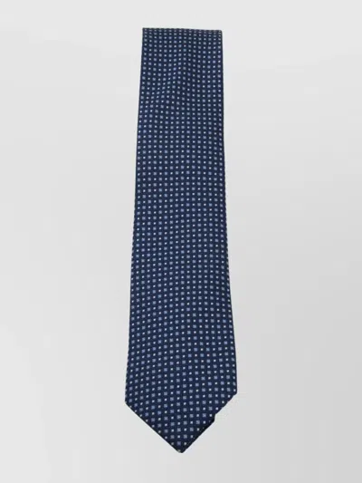 Zegna Geometric Patterned Tie Pointed Tip In Blue