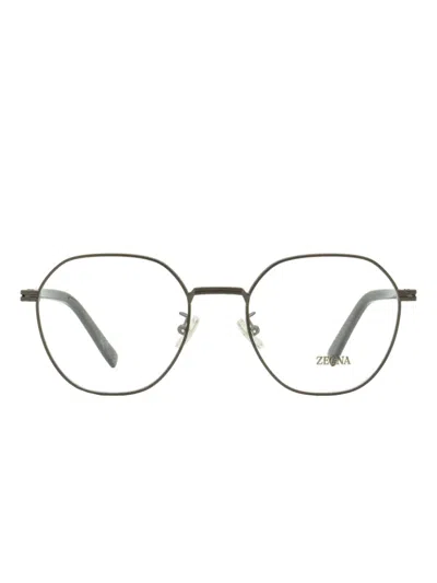 Zegna Geometric Single-bridge Glasses In Metallic