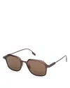 Zegna Geometric Sunglasses, 53mm In Brown/brown