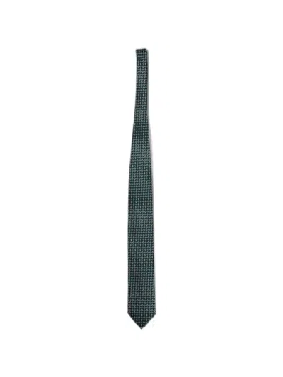 Zegna Geometric-jacquard Silk Tie In Orange