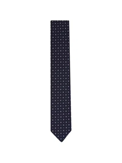 Zegna Geometric-pattern Silk Tie In Blue