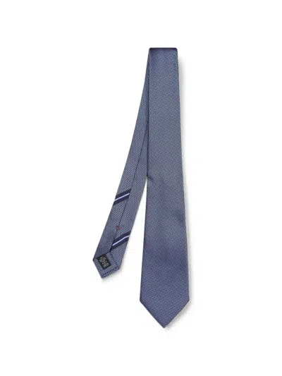Zegna Geometric-pattern Silk Tie In White