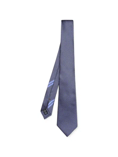 Zegna Geometric-pattern Silk Tie In Purple