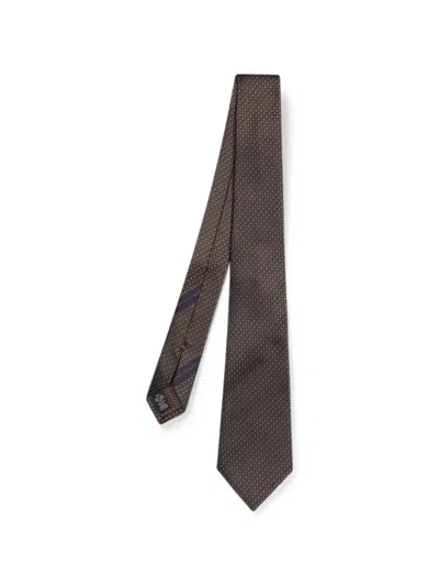Zegna Geometric-pattern Silk Tie In White