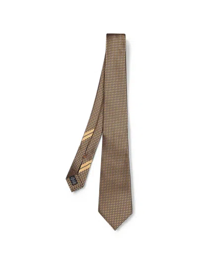 Zegna Geometric-pattern Silk Tie In White