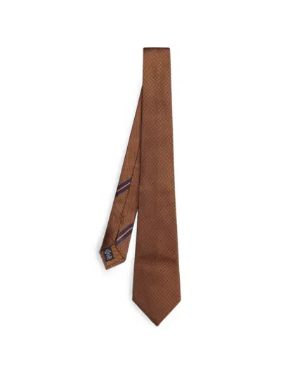 Zegna Geometric-pattern Silk Tie In Brown