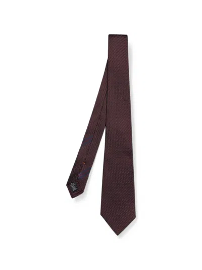Zegna Geometric-pattern Silk Tie In Red