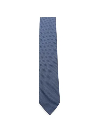 Zegna Geometric-pattern Tie In Blue