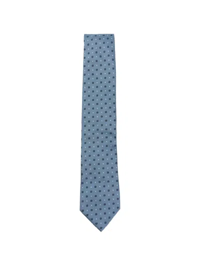 Zegna Geometric-pattern Tie In Blue