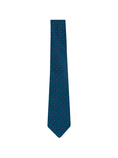 Zegna Geometric-print Tie In Blue