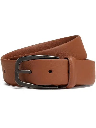 Zegna Leather Buckle Belt In Brown