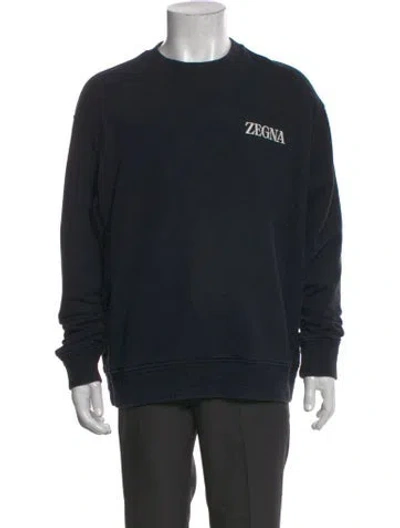 Pre-owned Zegna Graphic Print Crew Neck Sweatshirt In Black