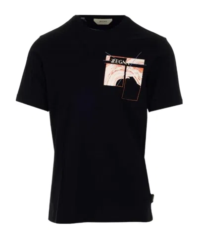 Zegna Graphic-print Short-sleeve T-shirt In Black