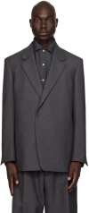 Zegna Gray Notched Lapel Blazer In 687089a6 Iron Grey