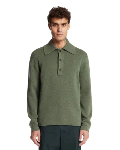 Zegna Green Cashmere Polo Shirt