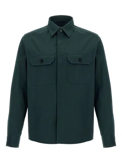 Zegna Camicia Con Tasche In Green