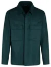 Zegna Overshirt Linen Concealed Placket In Green