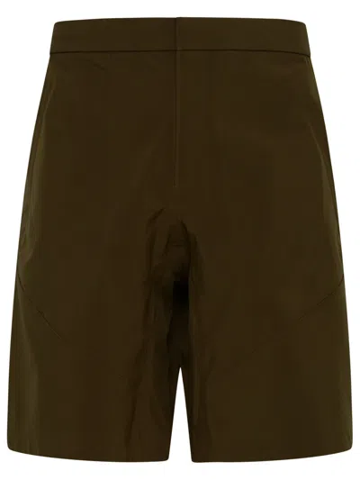 Zegna Green Polyester Blend Bermuda Shorts  In Brown