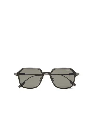 Zegna Grey Aluminum And Metal Sunglasses In Black