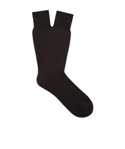 Zegna Navy Blue Cotton Socks In Black
