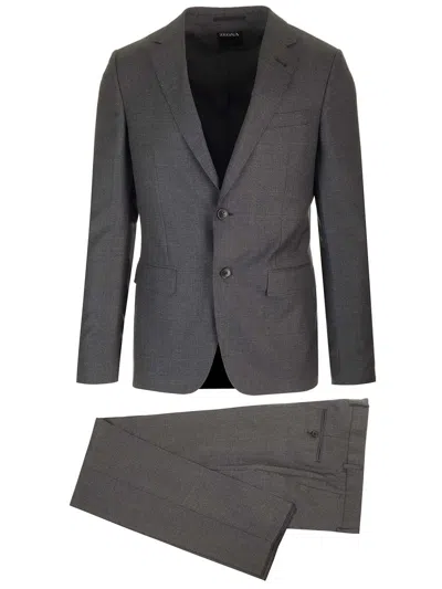 Zegna Grey Galles Pure Wool Tailored Suit In Gray