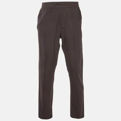 Pre-owned Zegna Grey High Performance Wool Regular Fit Joggers L In Gray