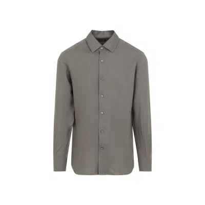 Zegna Grey Linen Shirt In Gray