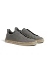 Zegna Canvas Triple Stitch Espadrilles In Gris Chiné
