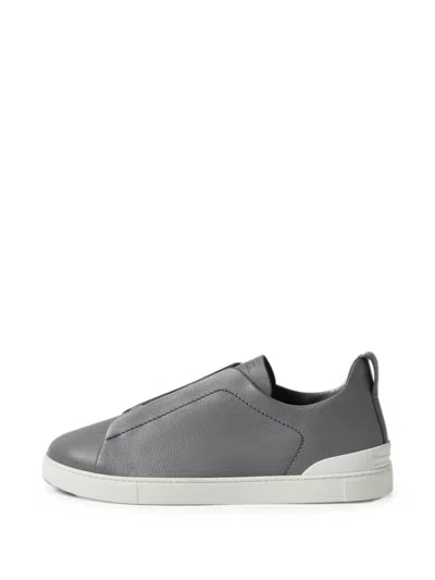 Zegna Grey Mélange Triple Stitch™ Secondskin Sneakers In Gray