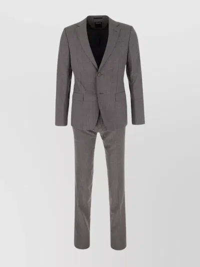 ZEGNA GREY SUIT WOOL BACK VENT
